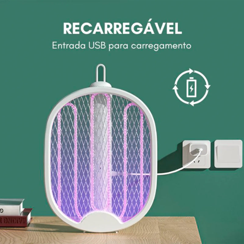 Raquete Mata Mosquito com Ions de Atração